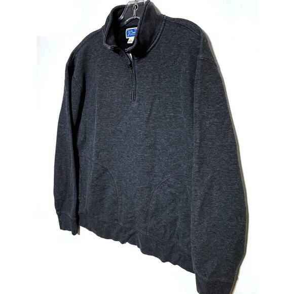 J Crew Charcoal Gray Sweater Quarter Zip Pullover Sweatshirt 2 Pocket Mens XL - Picture 2 of 9